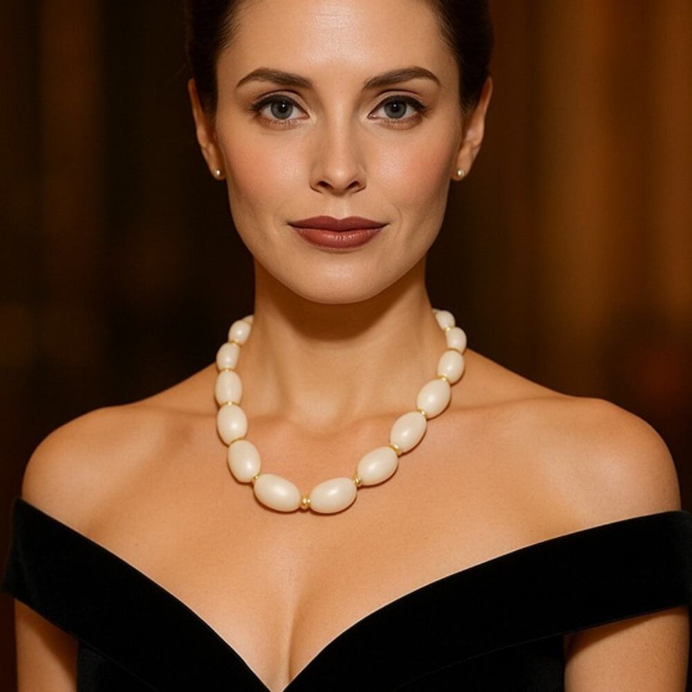 Necklace Faux White Pearl with Separators Necklace